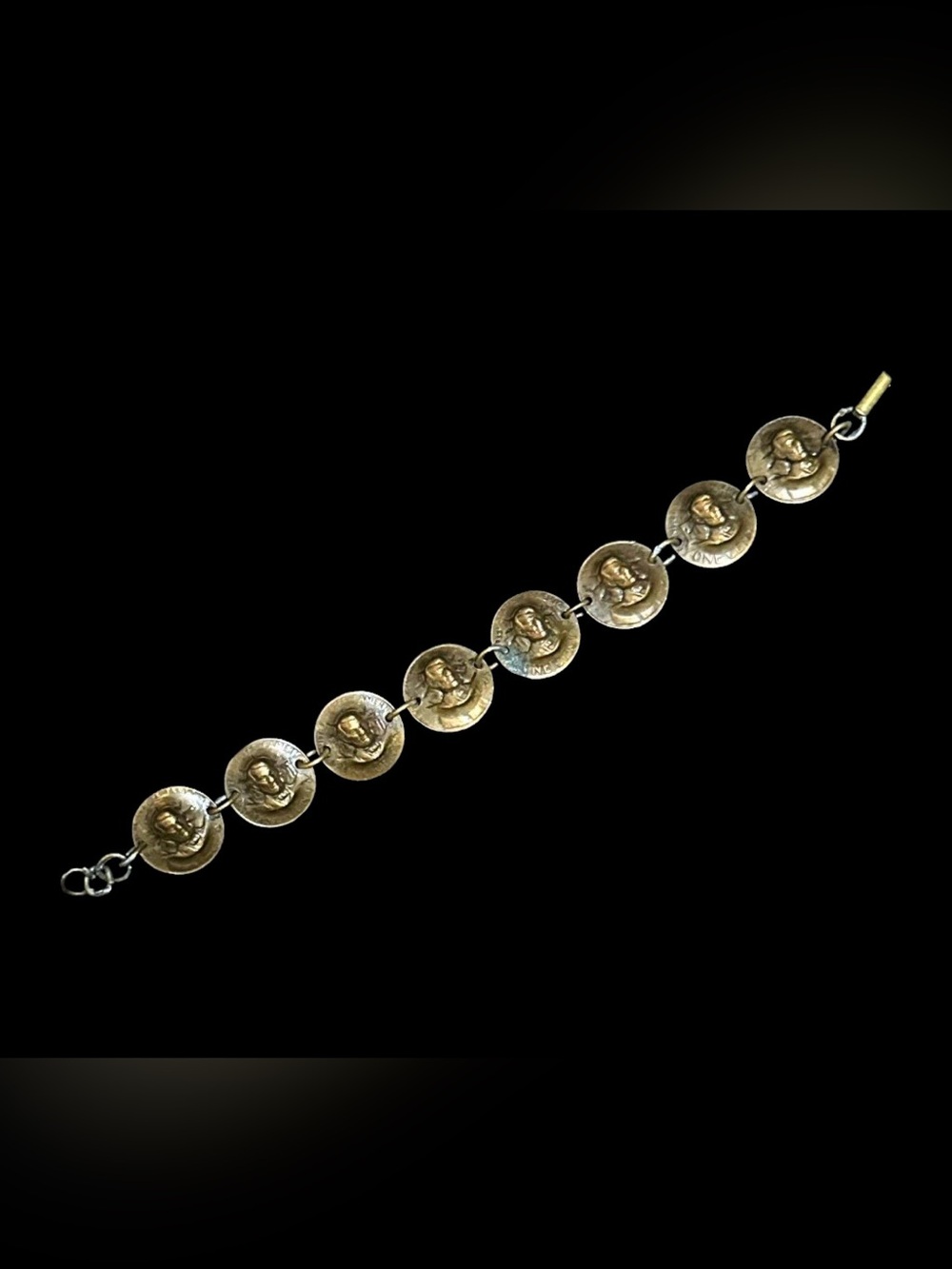 Vintage Bronze Tone Penny Link Bracelet - Women Jewelry